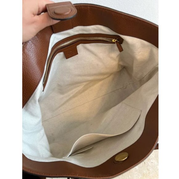 Gucci Ophidia GG Jacquard Denim Blue Brown Tote Bag Italy Leather Handbag New - Picture 8 of 15